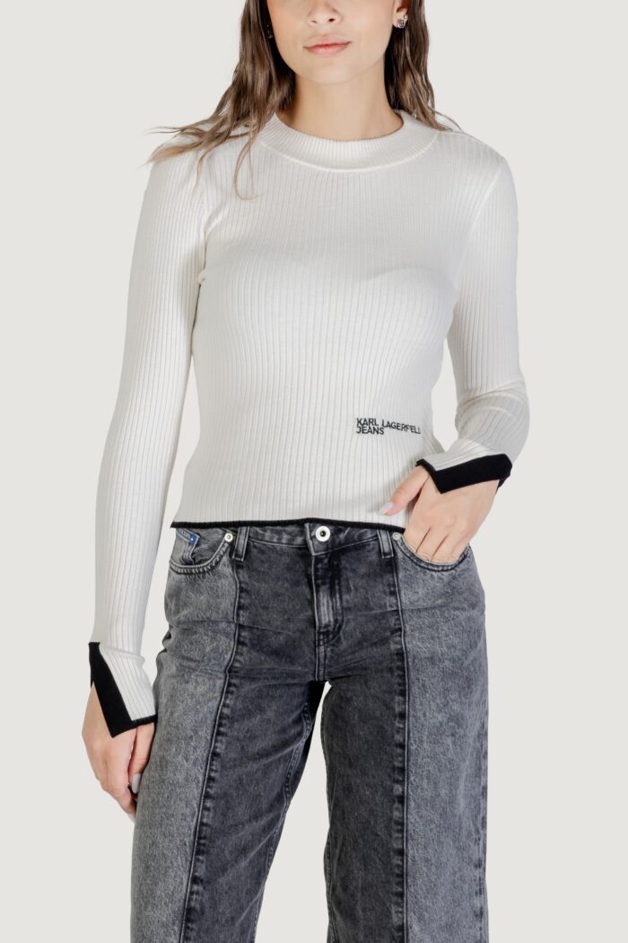 Maglione Karl Lagerfeld Jeans KLJ MOCK NECK SWEATER Panna – A3W18006