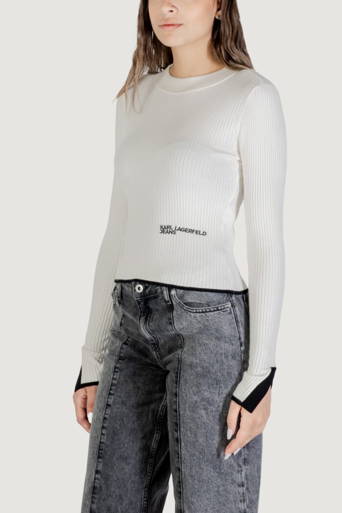 Maglione Karl Lagerfeld Jeans KLJ MOCK NECK SWEATER Panna – A3W18006