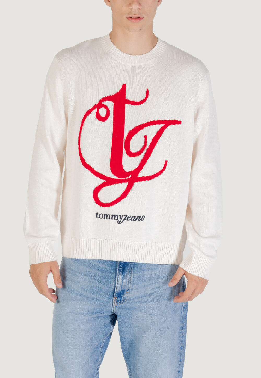 Maglione Tommy Hilfiger Jeans TJM REG MONOGRAM CNE Panna - Foto 1