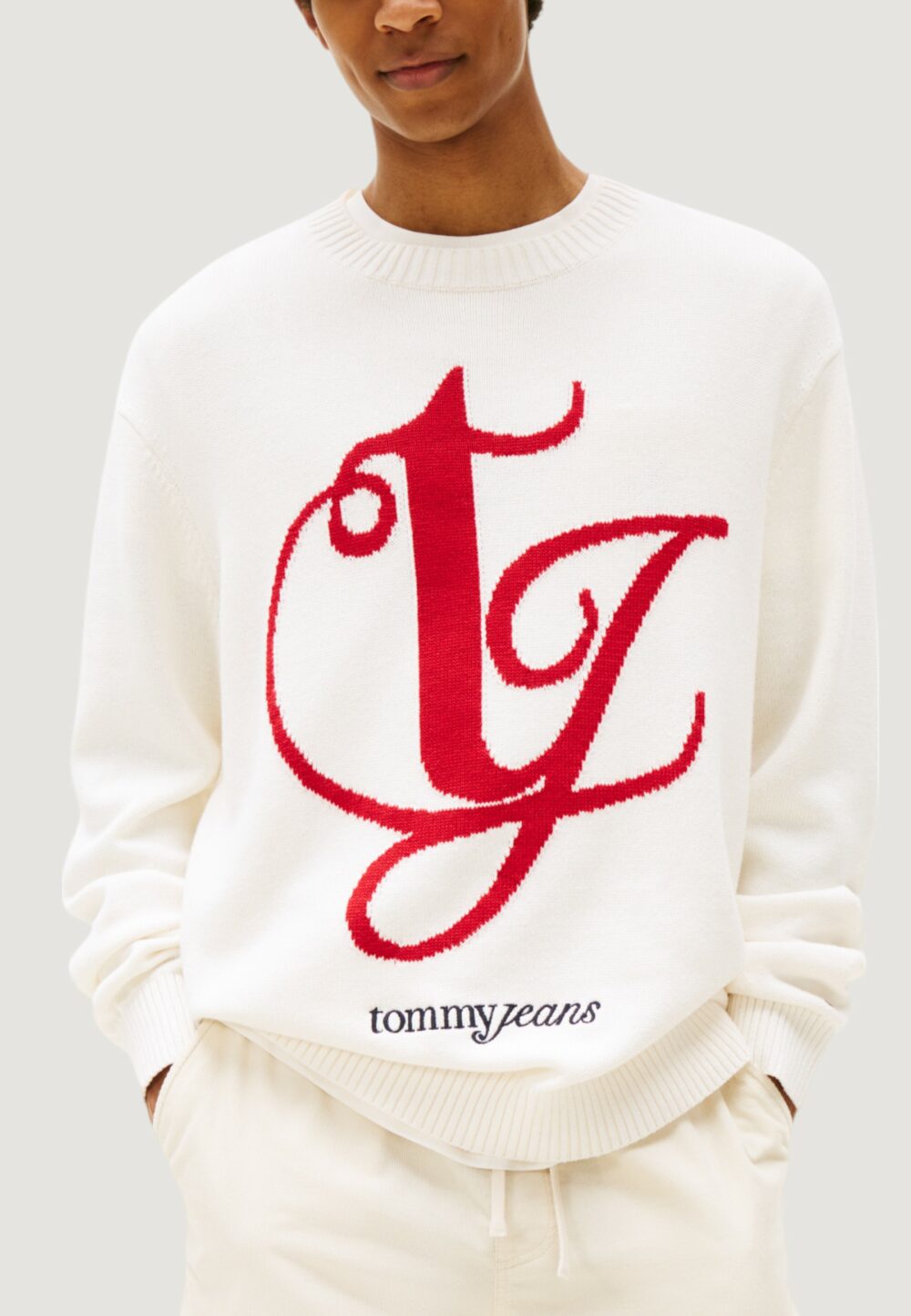 Maglione Tommy Hilfiger Jeans TJM REG MONOGRAM CNE Panna - Foto 1