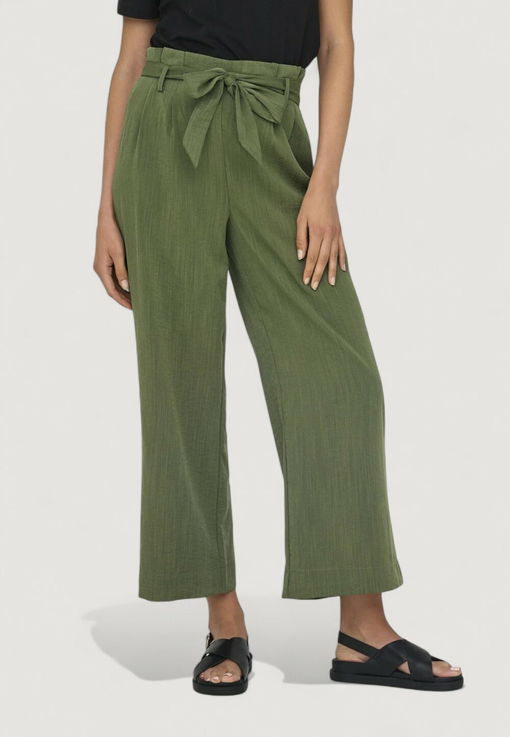 Pantaloni a palazzo Only Onlmarsa Solid Paperbag Wvn Noos Verde Oliva - Foto 1