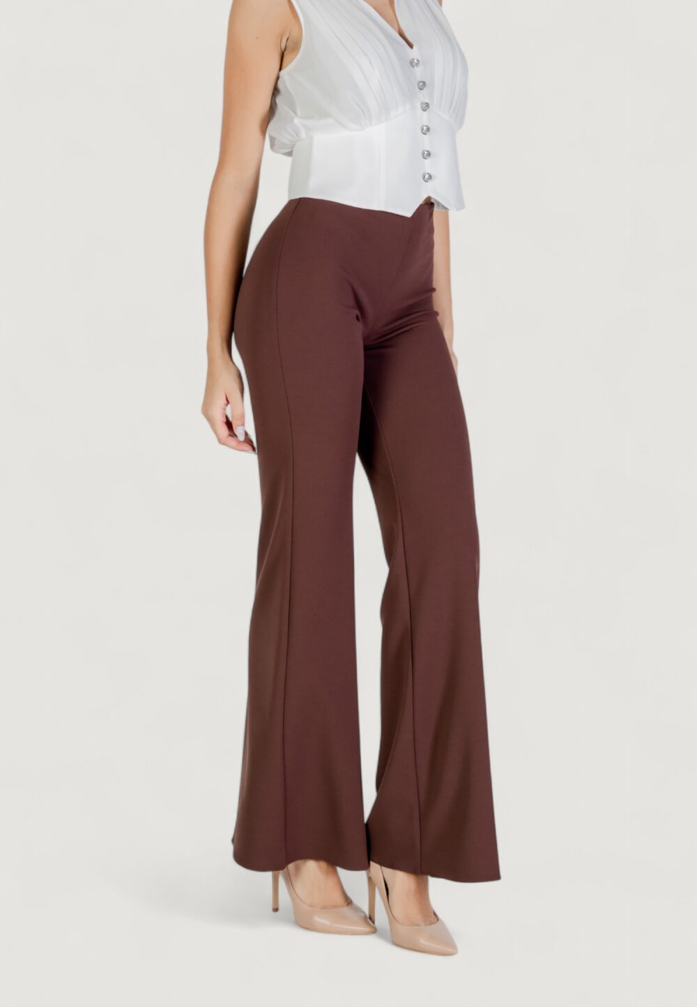 Pantaloni a palazzo Rinascimento  Cioccolato - Foto 3