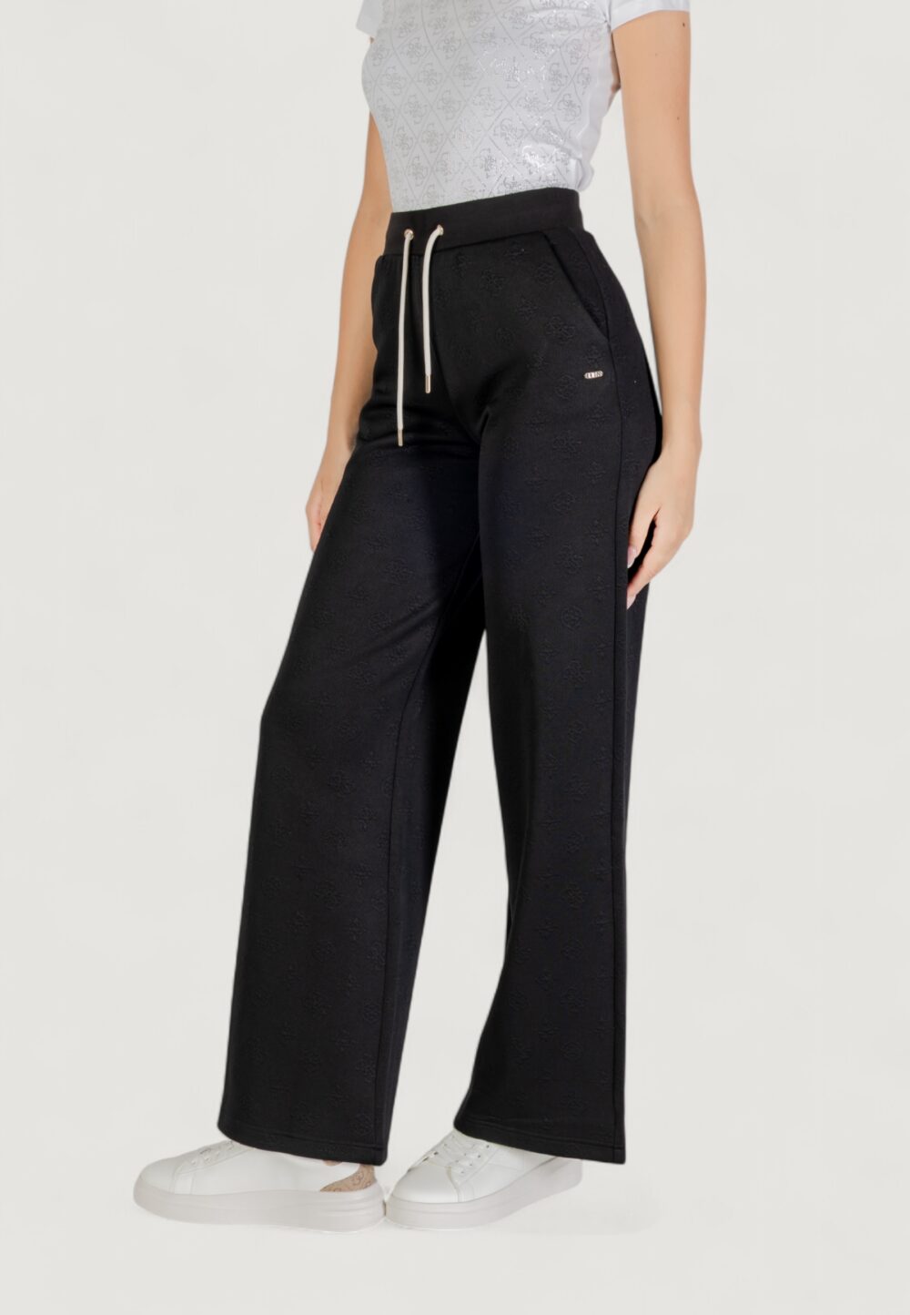 Pantaloni sportivi Guess Active 3D PEONY WIDE LENG PANTS Nero - Foto 3