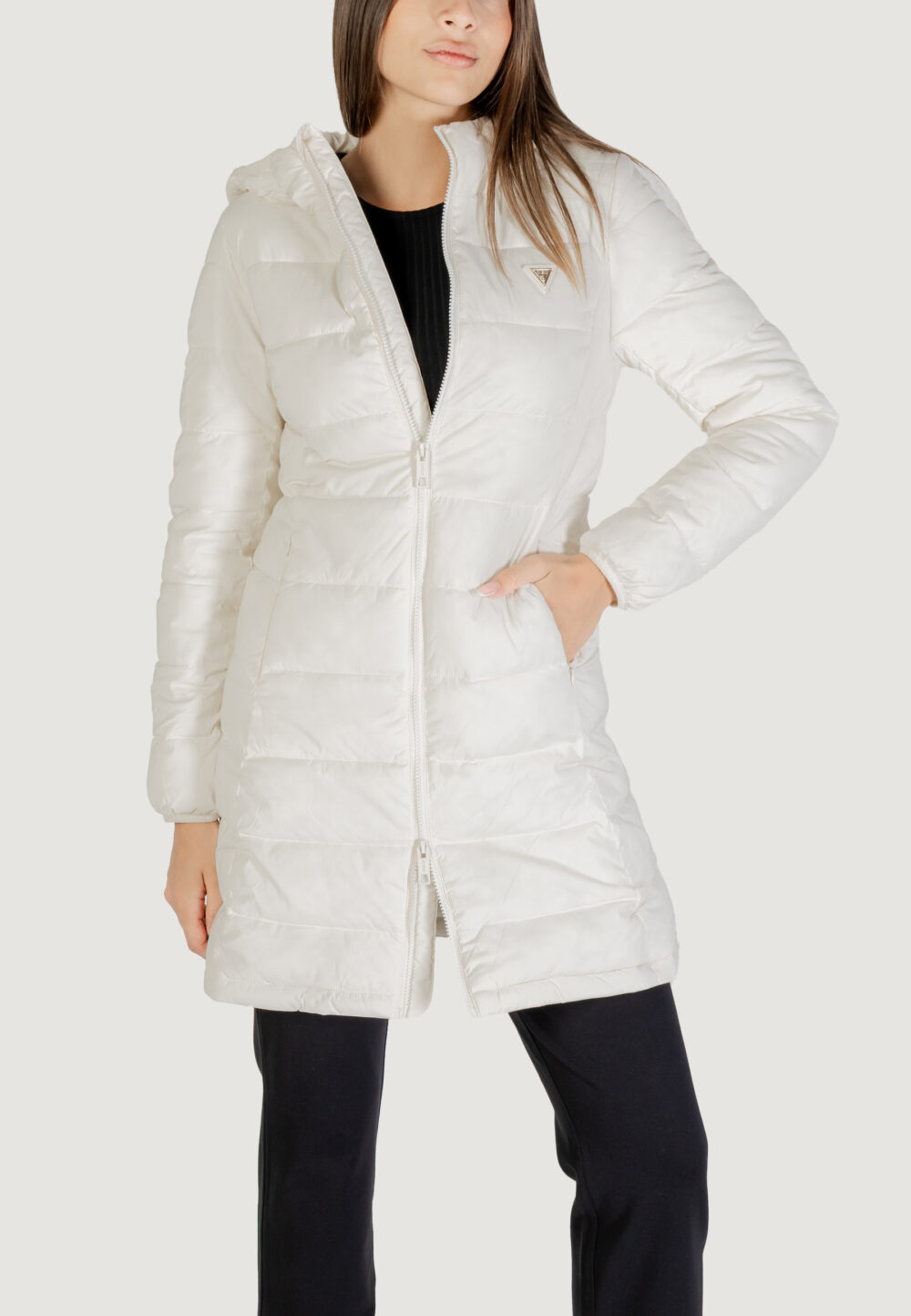 Piumino Guess Active NEW ALETA LONG PUFFER Panna - Foto 1