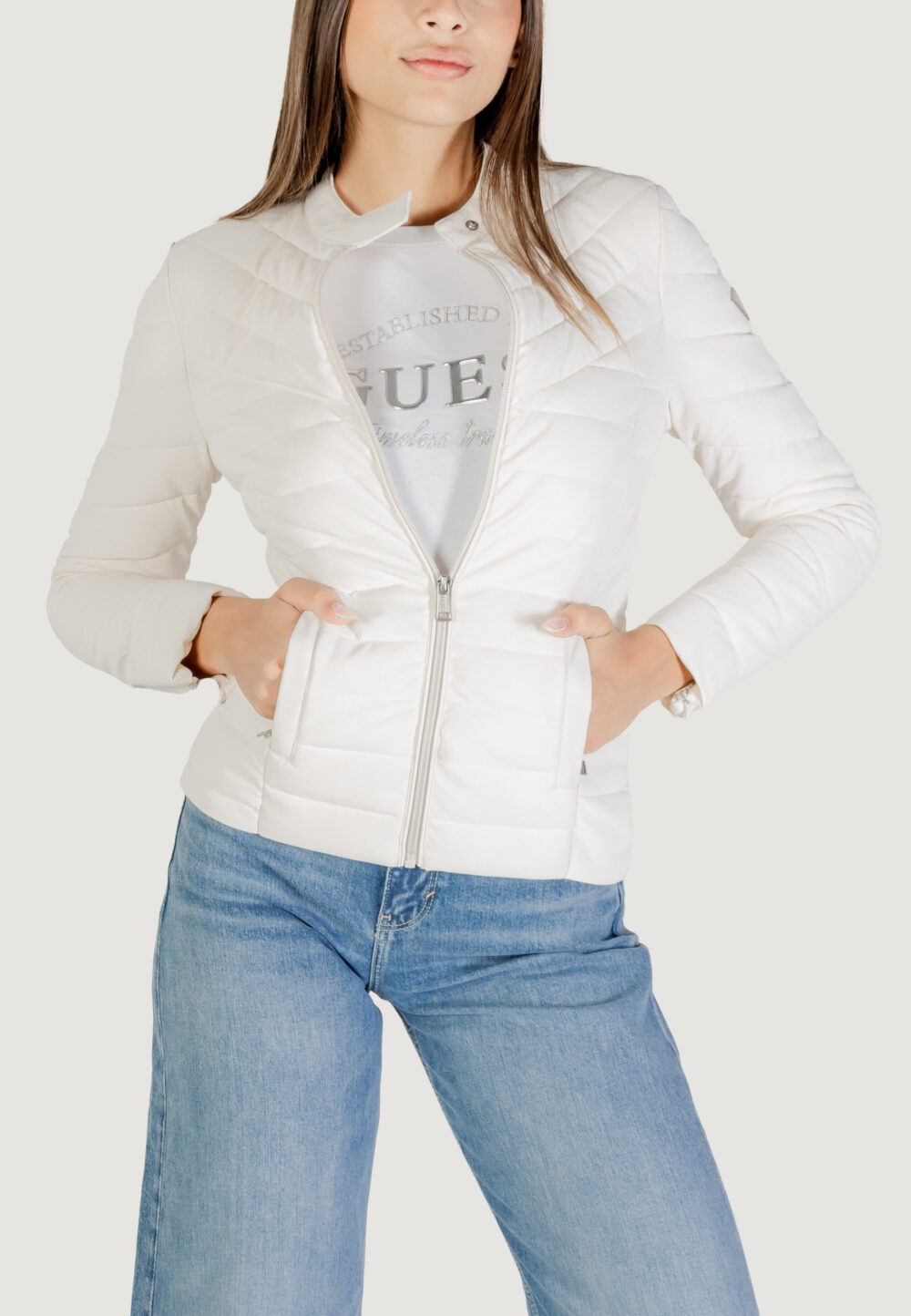 Piumino Guess NEW VONA STRETCH JACKET Avorio - Foto 1