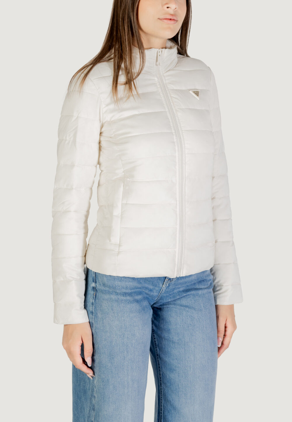 Piumino Guess Active SOLID HEAVY DIANN PUFFER JACKE Panna - Foto 5