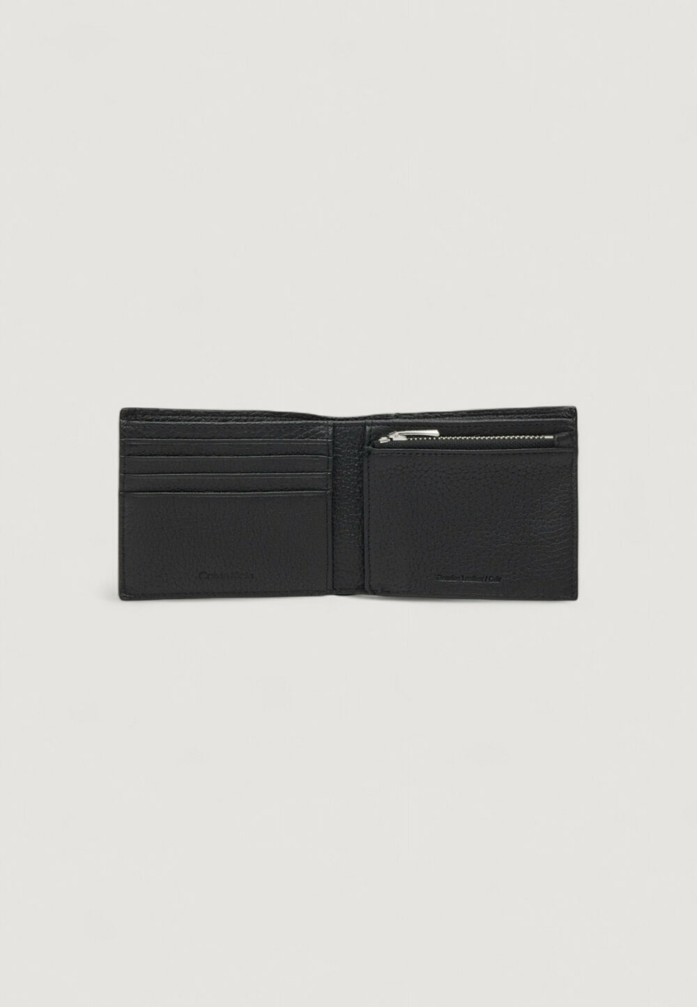 Portafoglio con portamonete Calvin Klein CK LEATHER BILLFOLD W ZIP COIN Nero - Foto 4