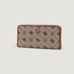 Portafoglio grande Guess NEDA SLG LARGE ZIP AROUND Latte - Foto 3