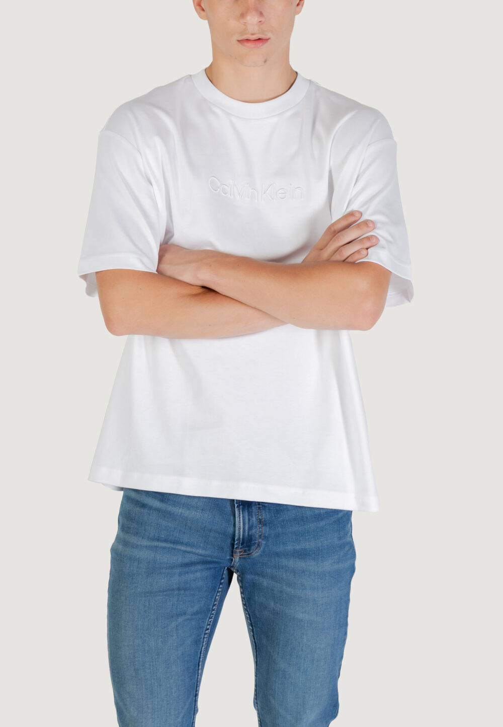 T-shirt Calvin Klein A - Rel Fashion Logo Bianco - Foto 1