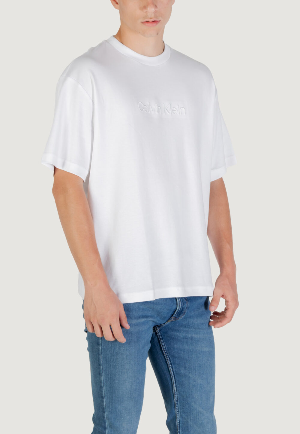 T-shirt Calvin Klein A - Rel Fashion Logo Bianco - Foto 3