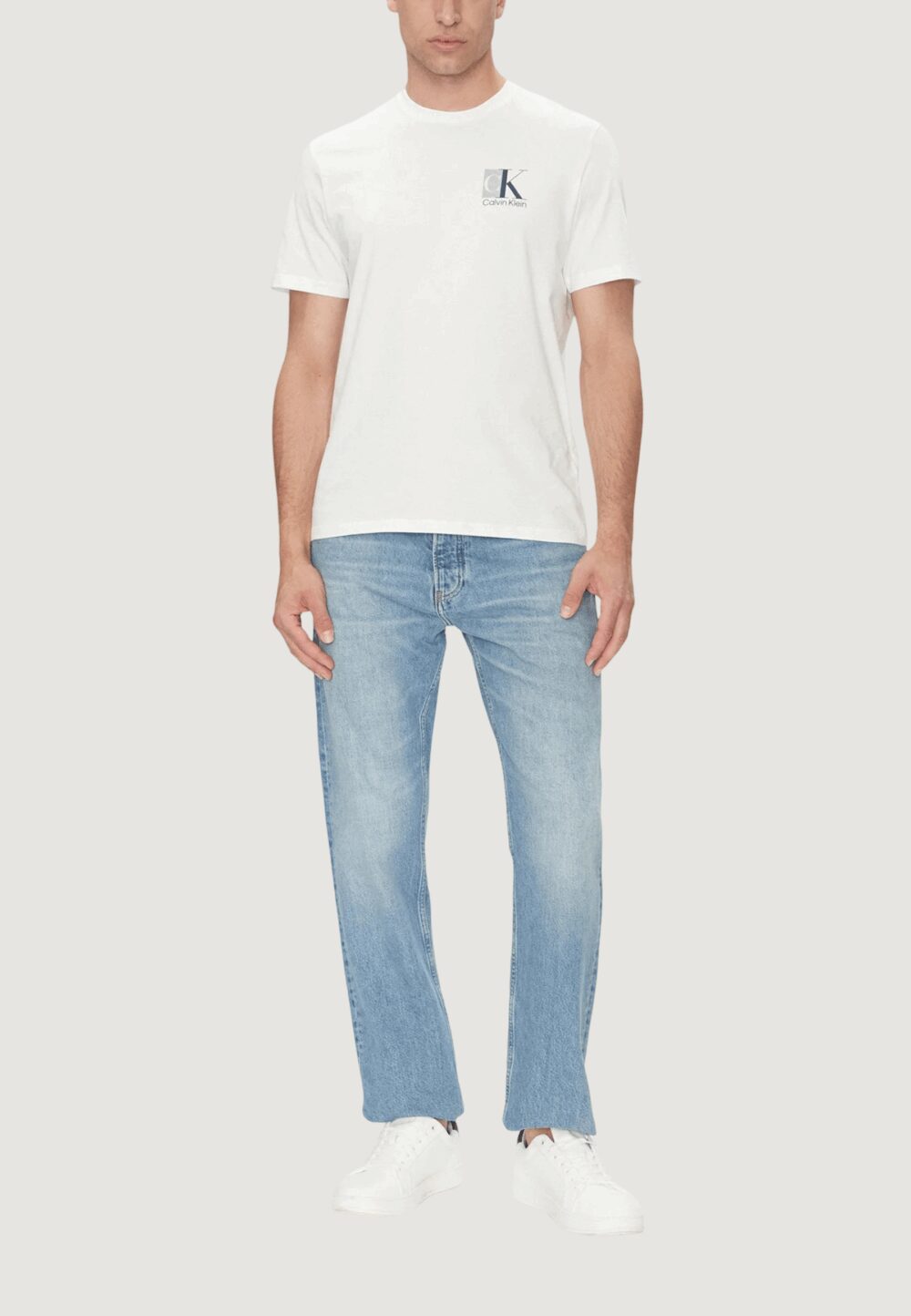 T-shirt Calvin Klein SS 30s EU SP CK ABST Bianco - Foto 3