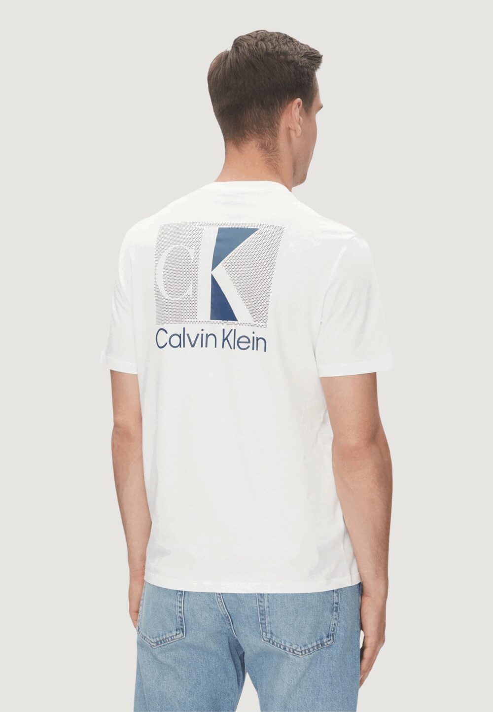 T-shirt Calvin Klein SS 30s EU SP CK ABST Bianco - Foto 4