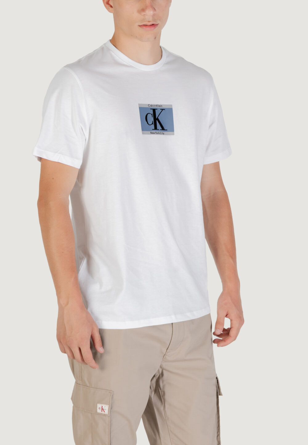 T-shirt Calvin Klein SS 30s EU SP CK BOX Bianco - Foto 3