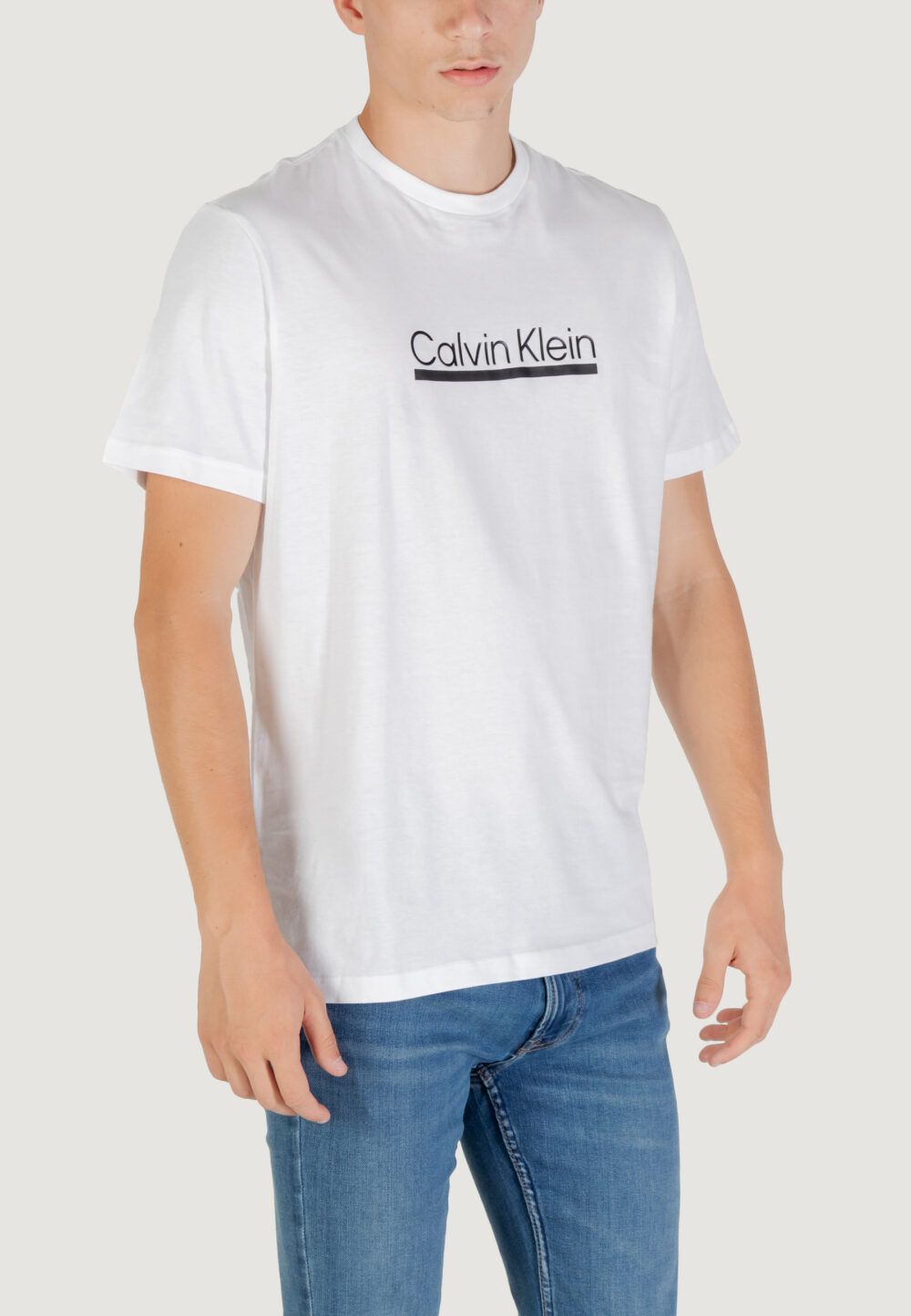 T-shirt Calvin Klein SS 30s EU SP OUTLINE Bianco - Foto 3