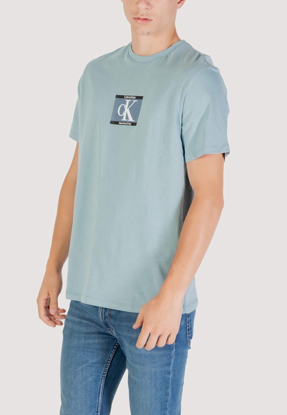 T-shirt Calvin Klein SS 30s EU SP CK BOX Blu Chiaro - Foto 2