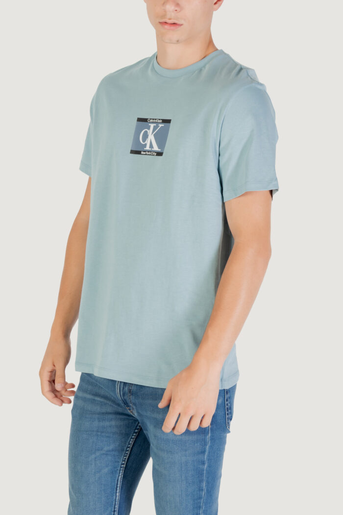 T-shirt Calvin Klein SS 30s EU SP CK BOX Blu Chiaro – LV04RC854G