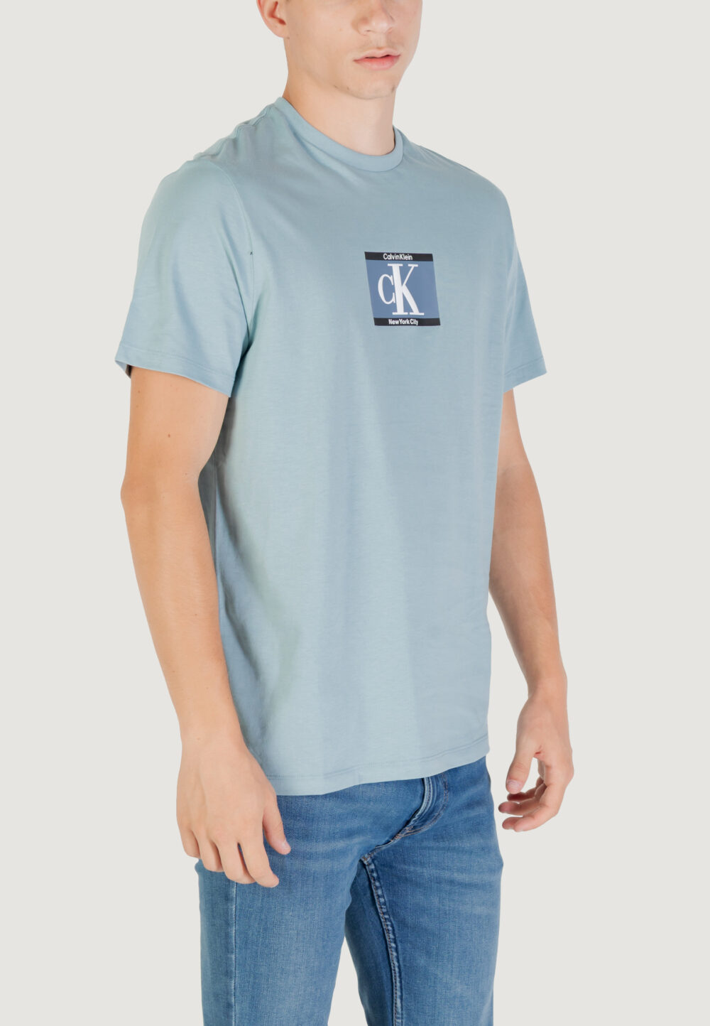 T-shirt Calvin Klein SS 30s EU SP CK BOX Blu Chiaro - Foto 3