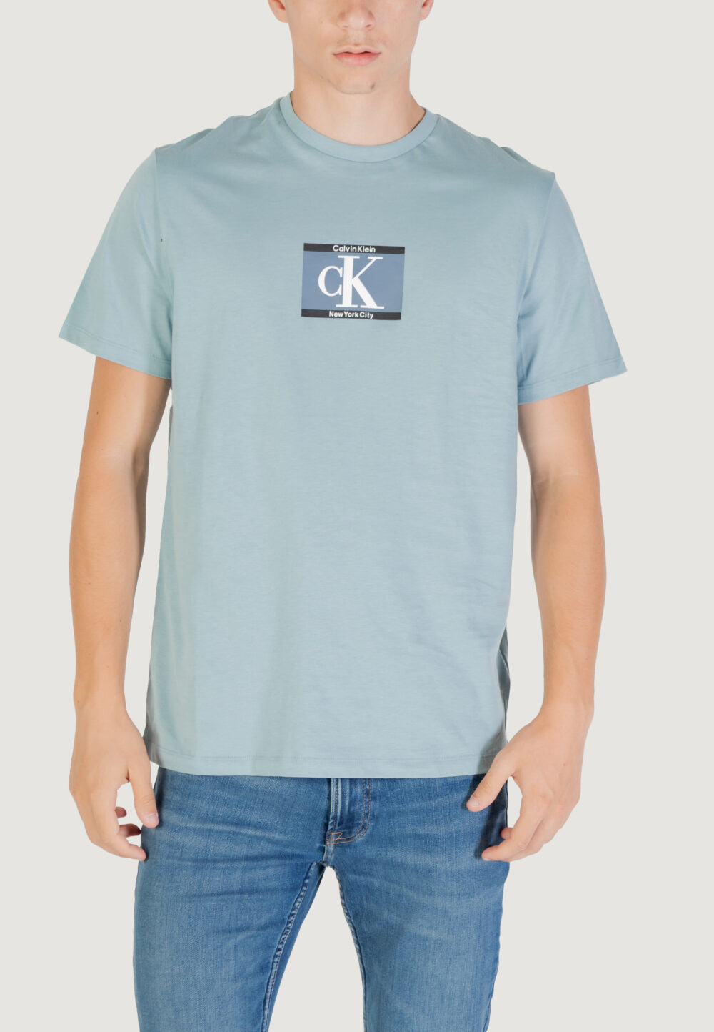 T-shirt Calvin Klein SS 30s EU SP CK BOX Blu Chiaro - Foto 5