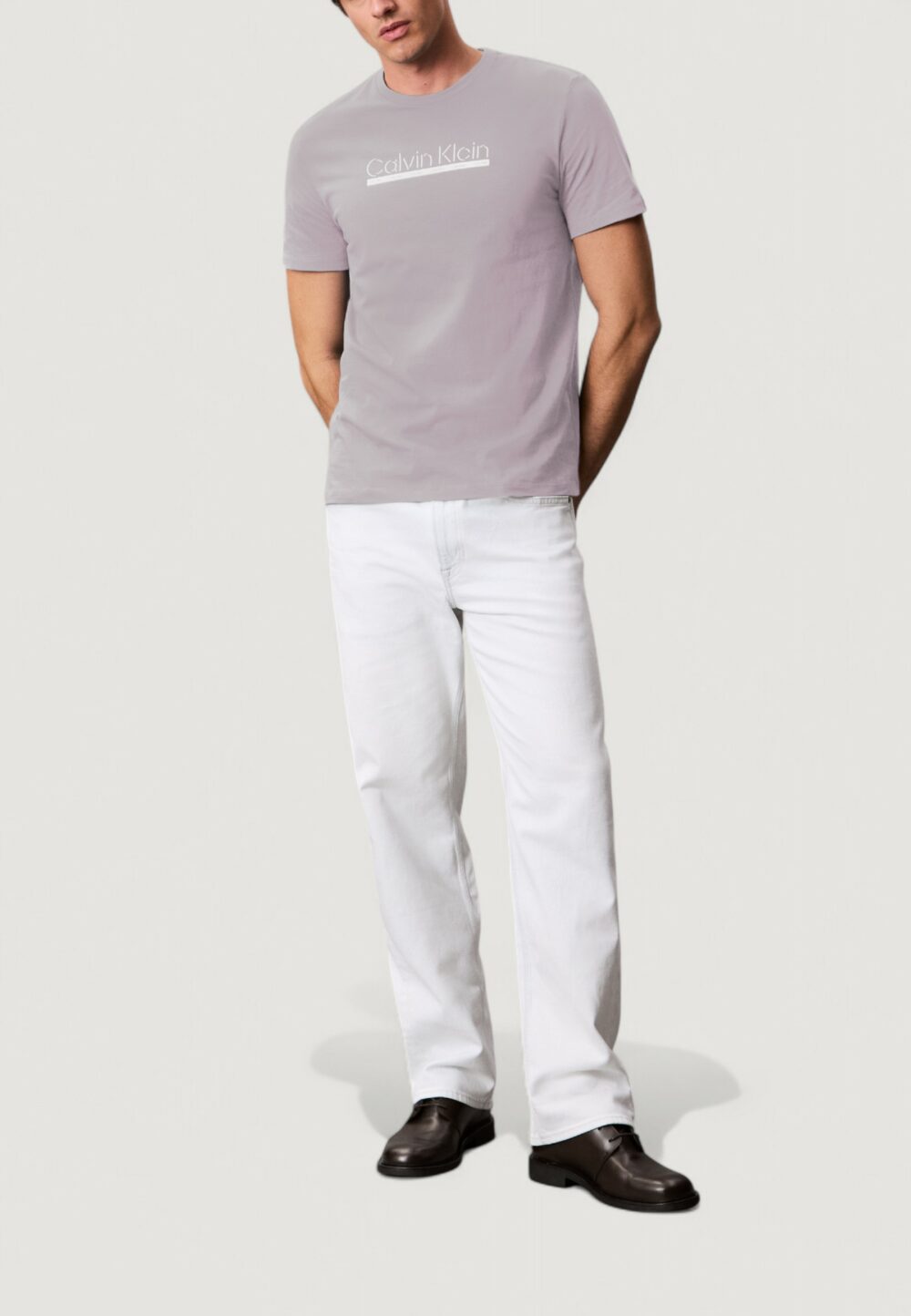 T-shirt Calvin Klein SS 30s EU SP OUTLINE Grigio - Foto 3
