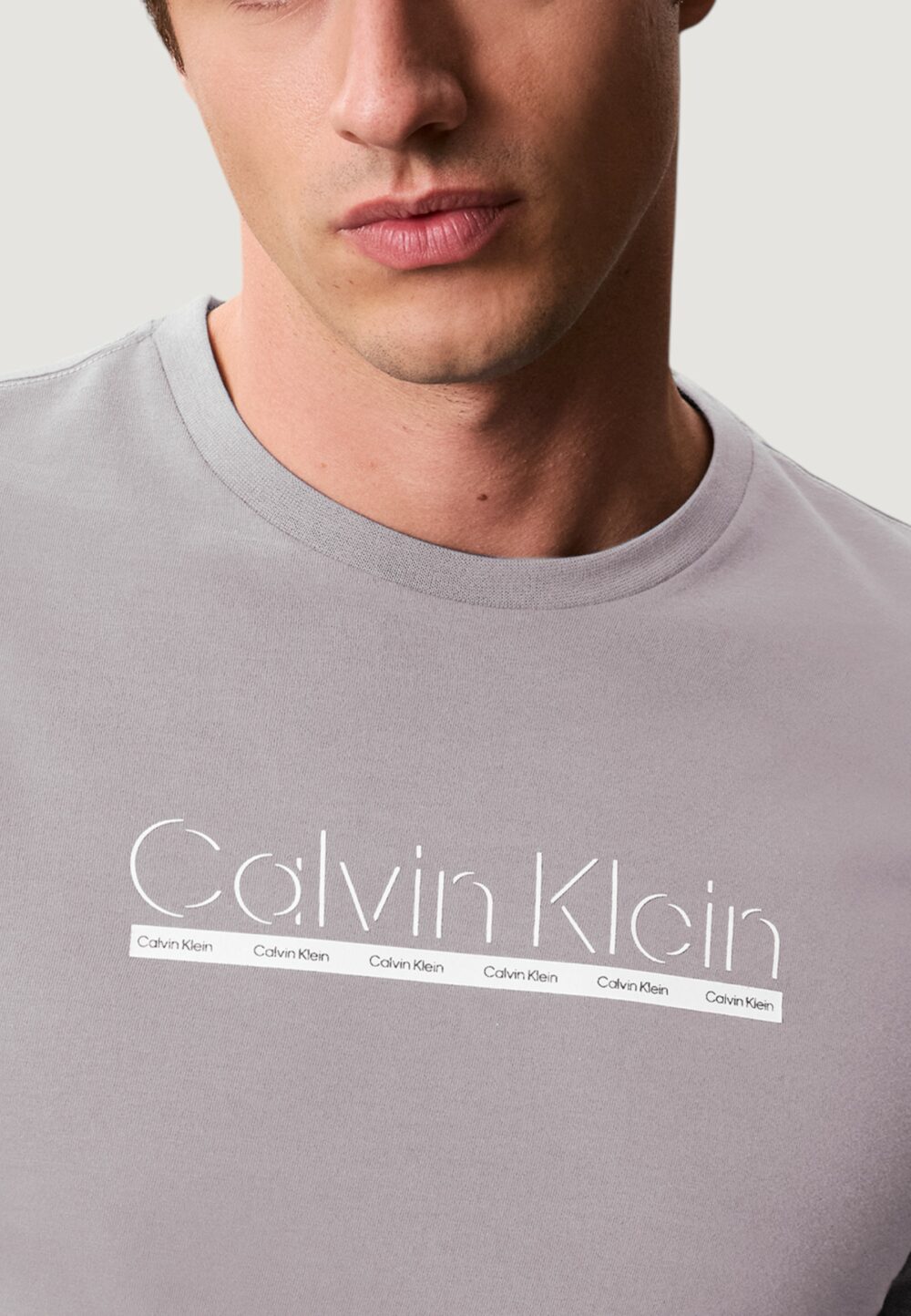 T-shirt Calvin Klein SS 30s EU SP OUTLINE Grigio - Foto 4