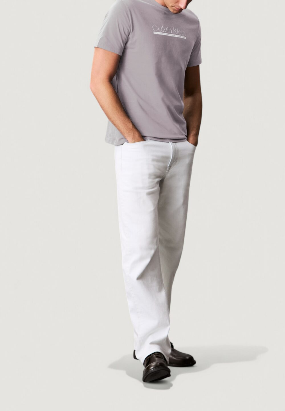 T-shirt Calvin Klein SS 30s EU SP OUTLINE Grigio - Foto 5