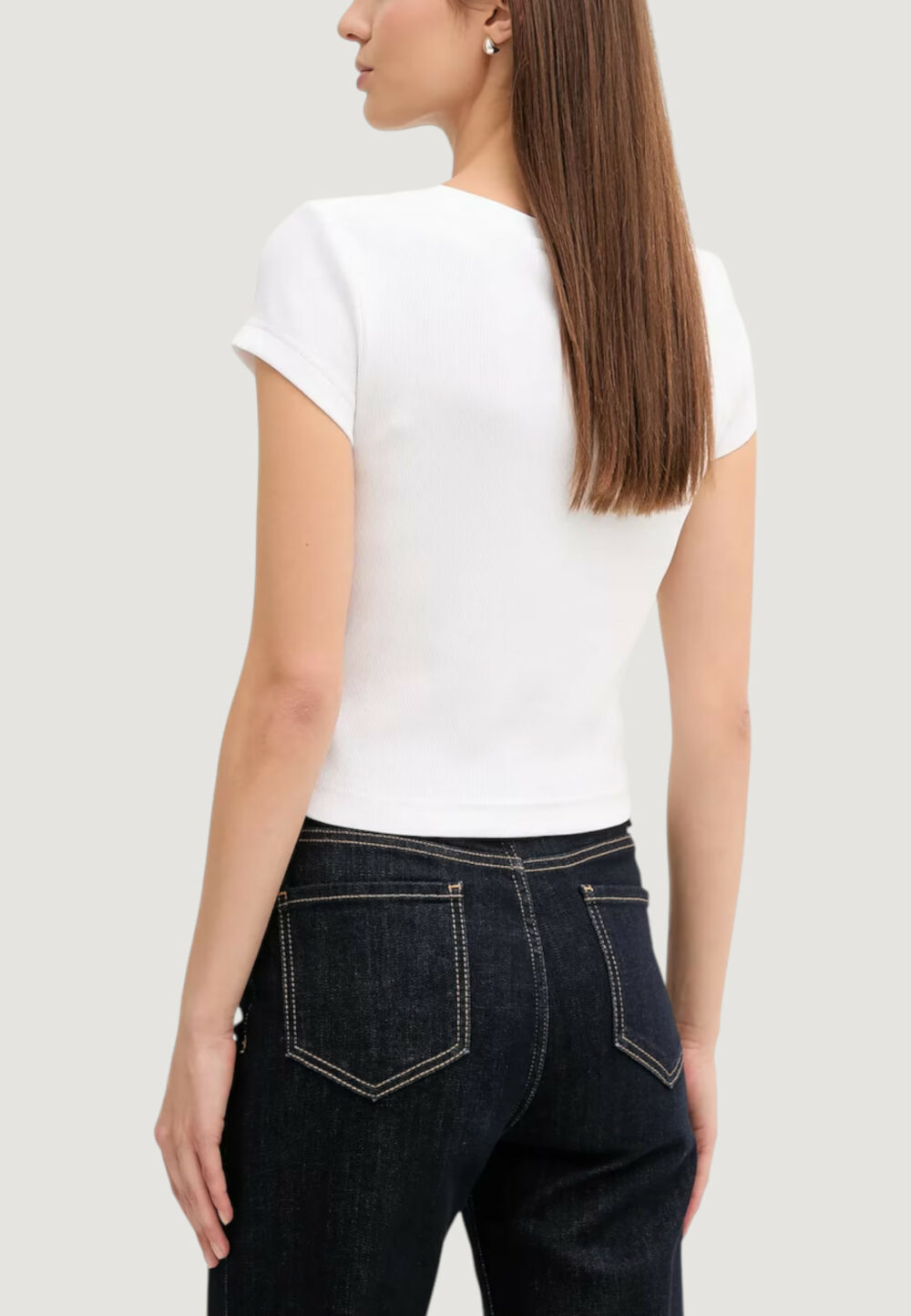 T-shirt Calvin Klein Jeans A- SS WOVEN LABEL RI Bianco - Foto 4