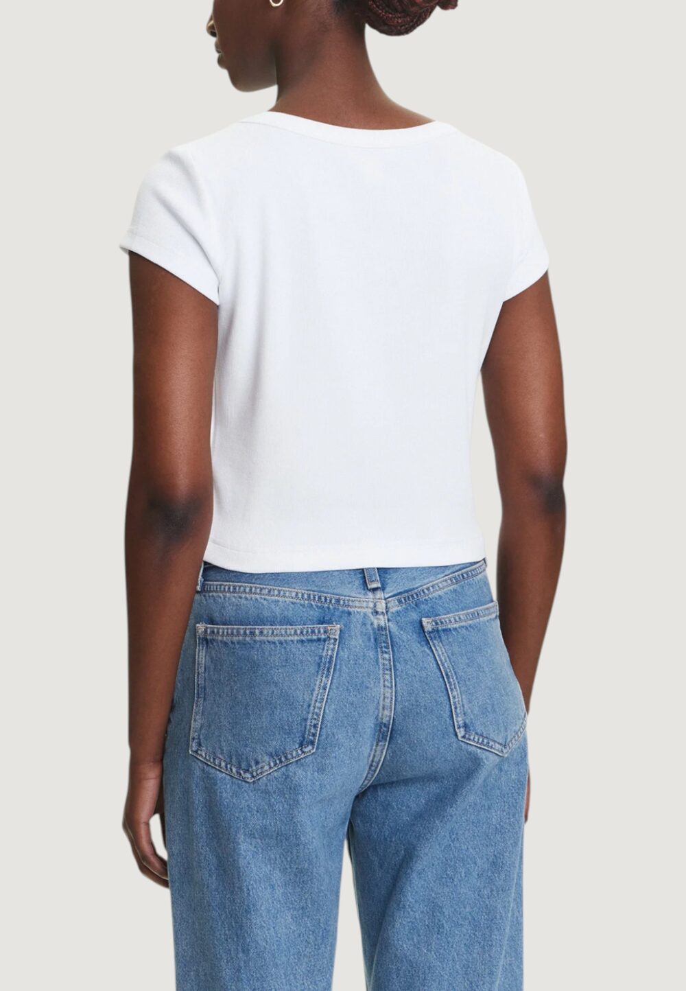 T-shirt Calvin Klein Jeans A- WOVEN LABEL 2X2 R Bianco - Foto 4