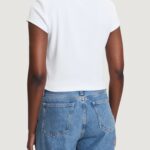 T-shirt Calvin Klein Jeans A- WOVEN LABEL 2X2 R Bianco - Foto 4