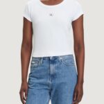 T-shirt Calvin Klein Jeans A- WOVEN LABEL 2X2 R Bianco - Foto 1