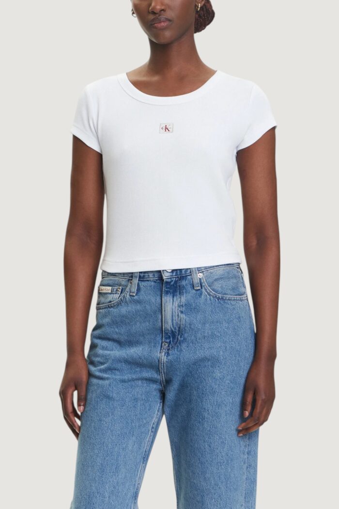 T-shirt Calvin Klein A- WOVEN LABEL 2X2 R Bianco – LV047C200G