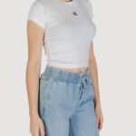 T-shirt Calvin Klein Jeans CK RIB BABY TEE Bianco - Foto 3