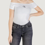 T-shirt Calvin Klein Jeans MONOGRAM OFF SHOULDE Bianco - Foto 1