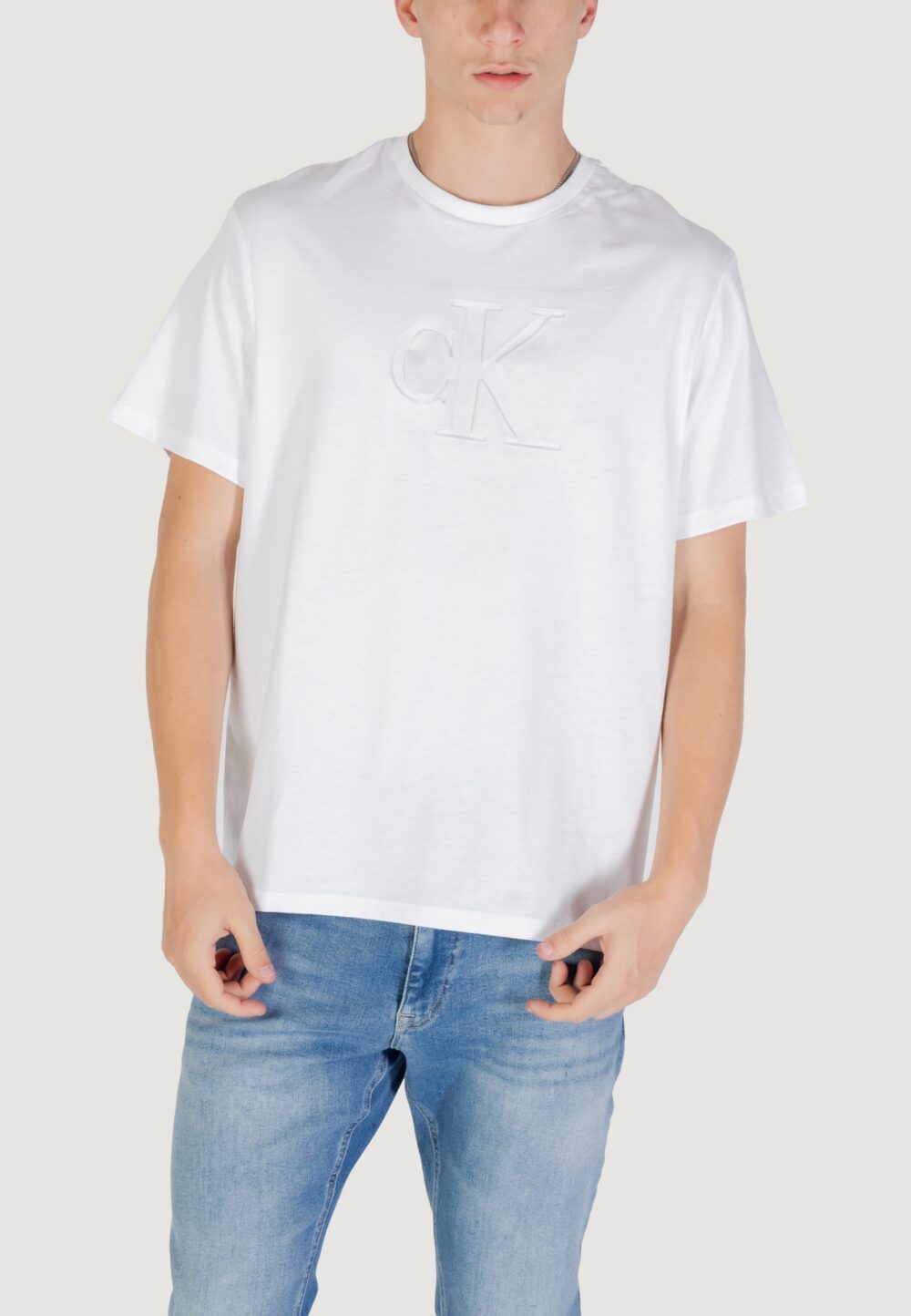 T-shirt Calvin Klein Jeans SS 20s CK DEBOSS MON Bianco - Foto 1