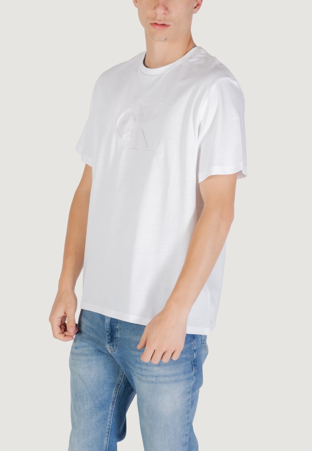 T-shirt Calvin Klein Jeans SS 20s CK DEBOSS MON Bianco - Foto 2