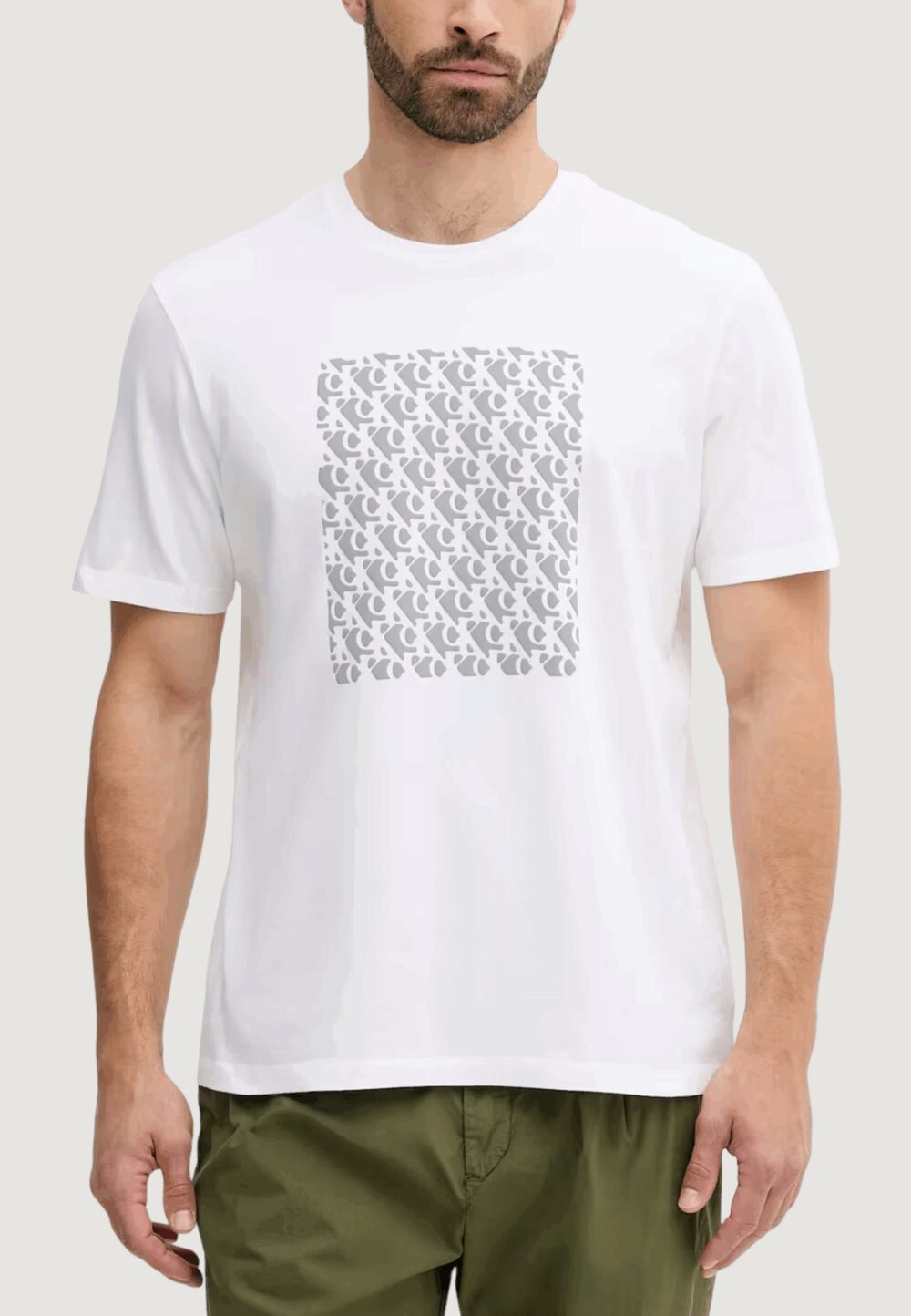 T-shirt Calvin Klein Jeans SS 20S CK MACRO AOP Bianco - Foto 1