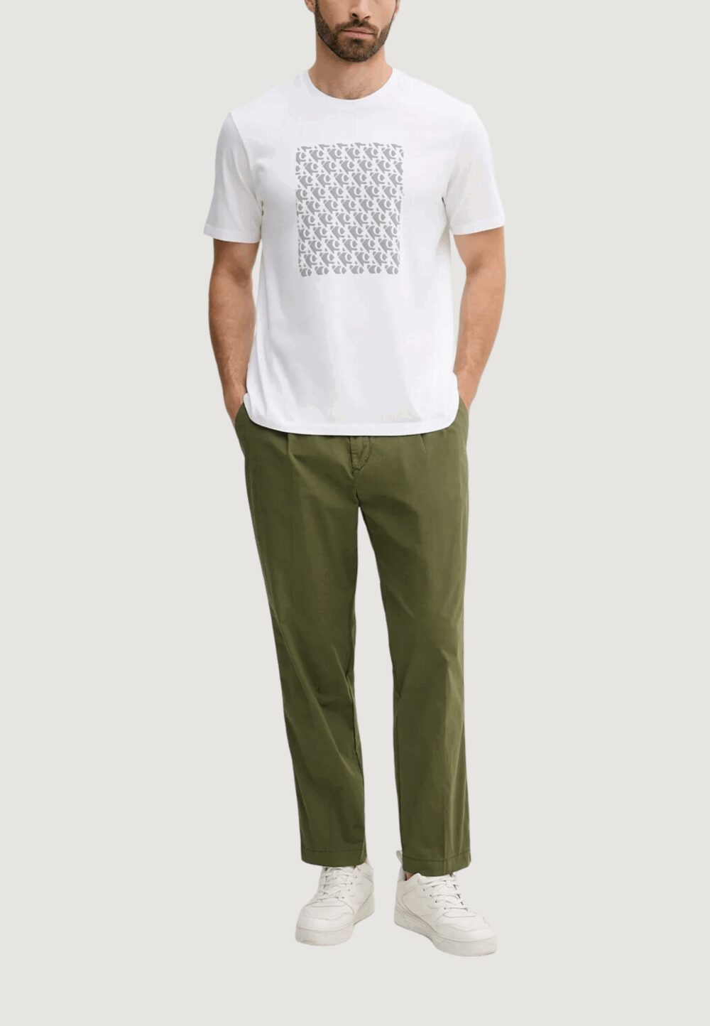 T-shirt Calvin Klein Jeans SS 20S CK MACRO AOP Bianco - Foto 2