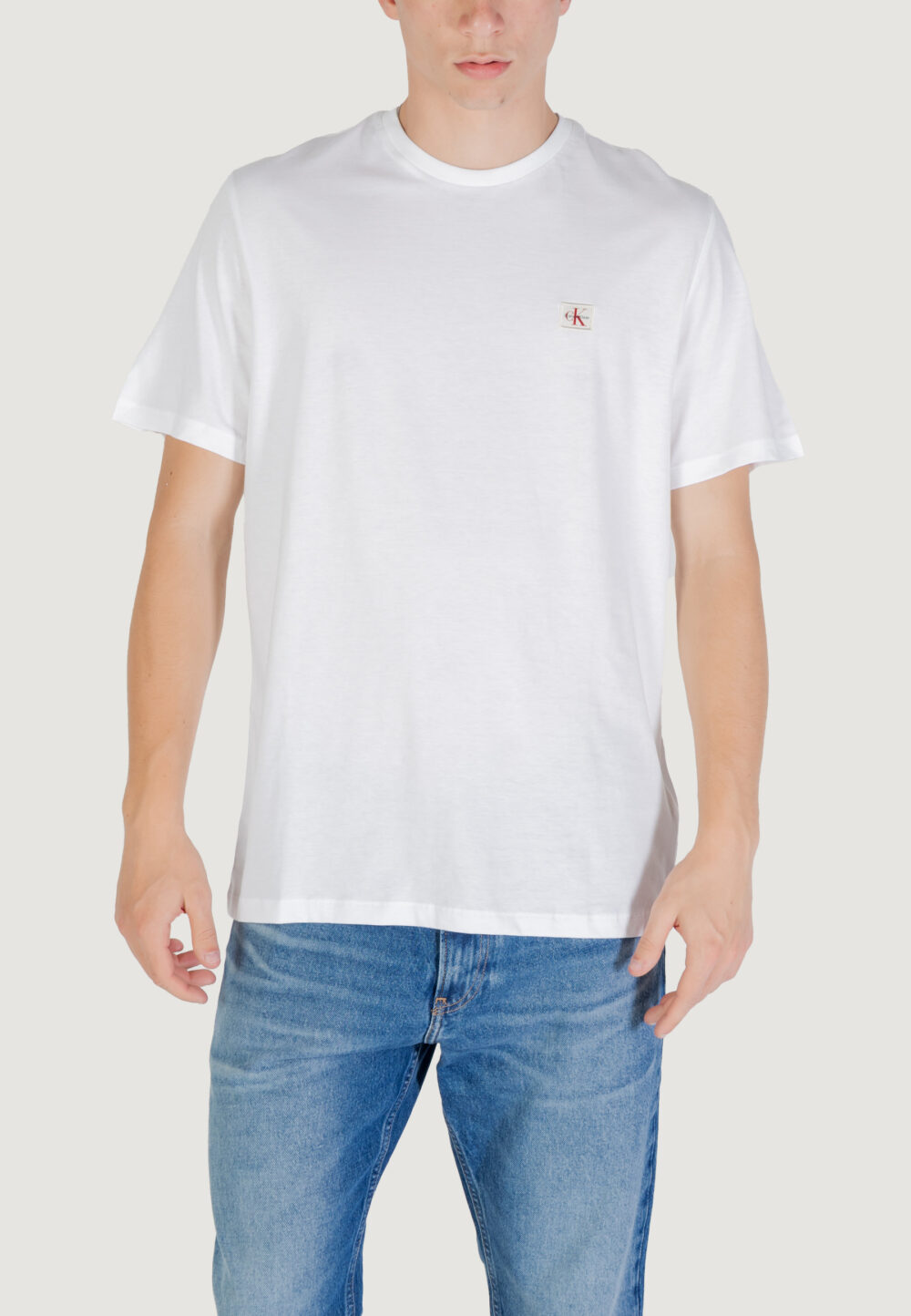 T-shirt Calvin Klein Jeans SS BADGE 30S JERSEY Bianco - Foto 1