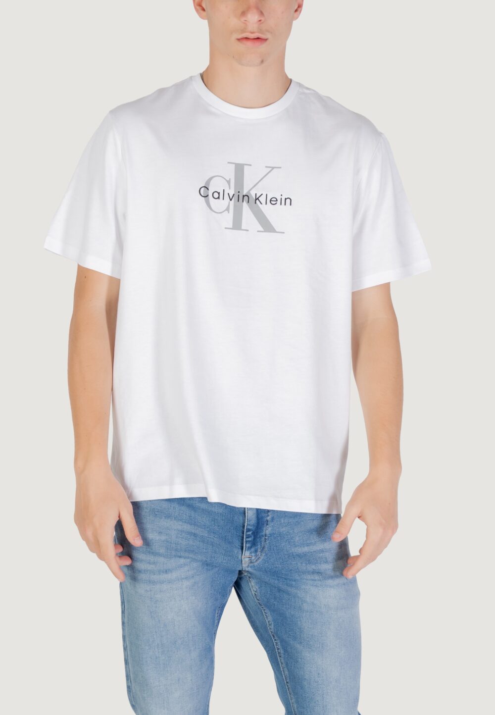 T-shirt Calvin Klein Jeans SS Hero Monologo Tee Bianco - Foto 1