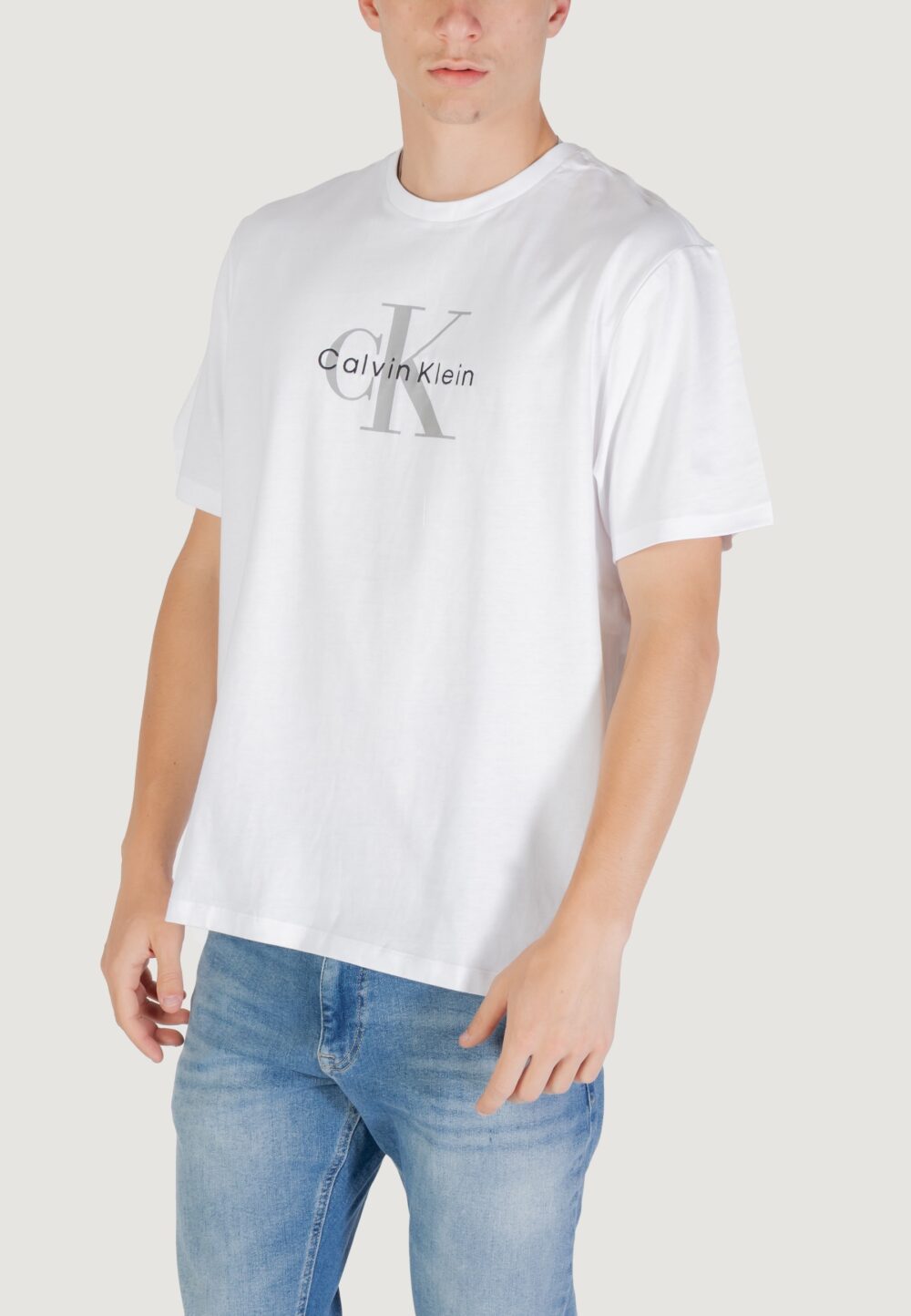 T-shirt Calvin Klein Jeans SS Hero Monologo Tee Bianco - Foto 2