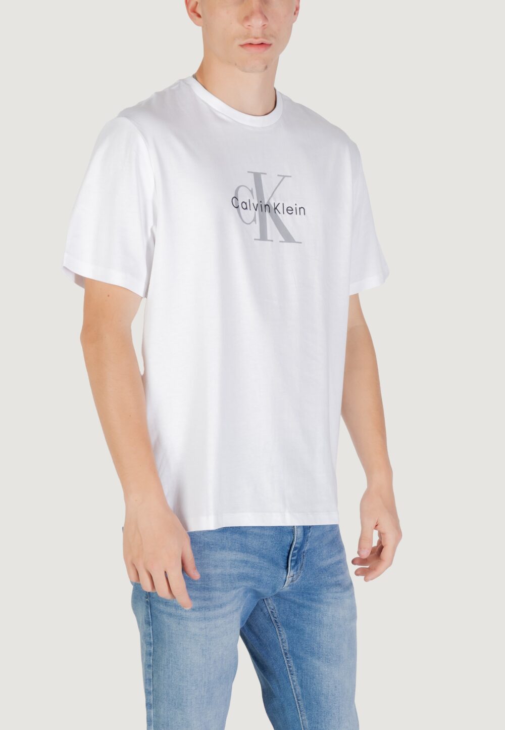 T-shirt Calvin Klein Jeans SS Hero Monologo Tee Bianco - Foto 3