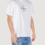 T-shirt Calvin Klein Jeans SS Hero Monologo Tee Bianco - Foto 3
