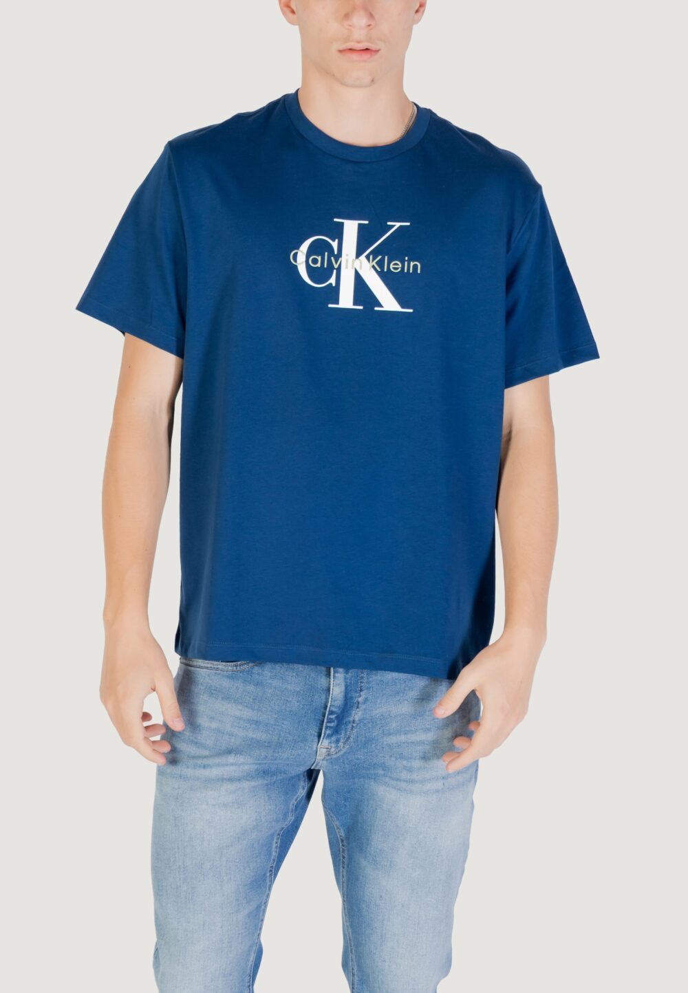T-shirt Calvin Klein Jeans SS Hero Monologo Tee Blu - Foto 1