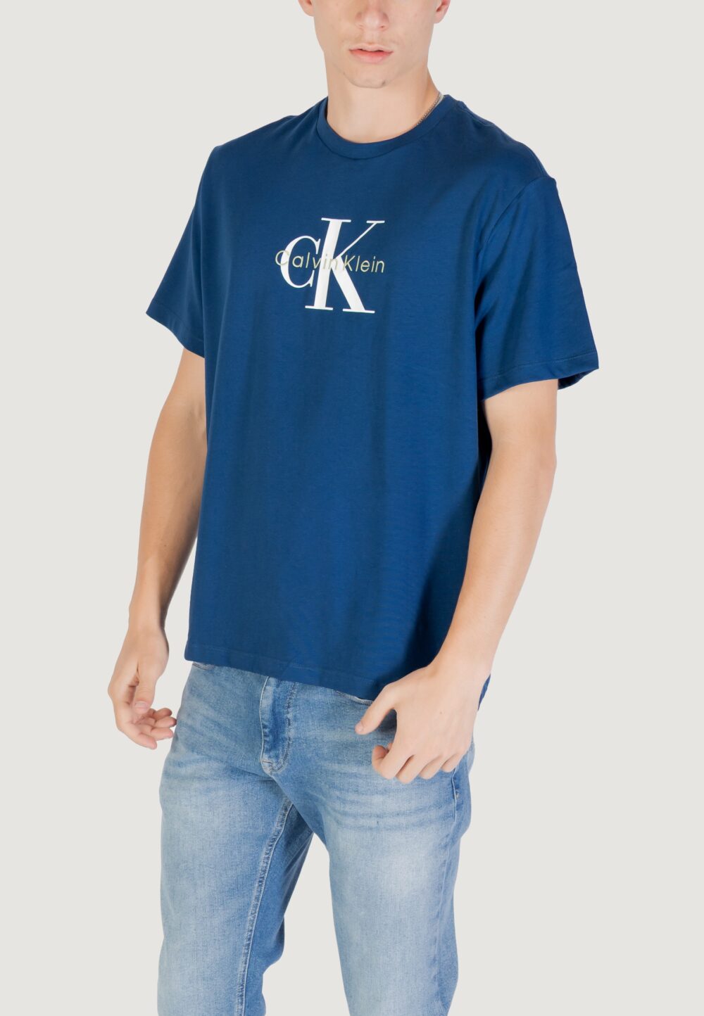 T-shirt Calvin Klein Jeans SS Hero Monologo Tee Blu - Foto 2