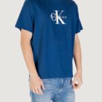 T-shirt Calvin Klein Jeans SS Hero Monologo Tee Blu - Foto 3