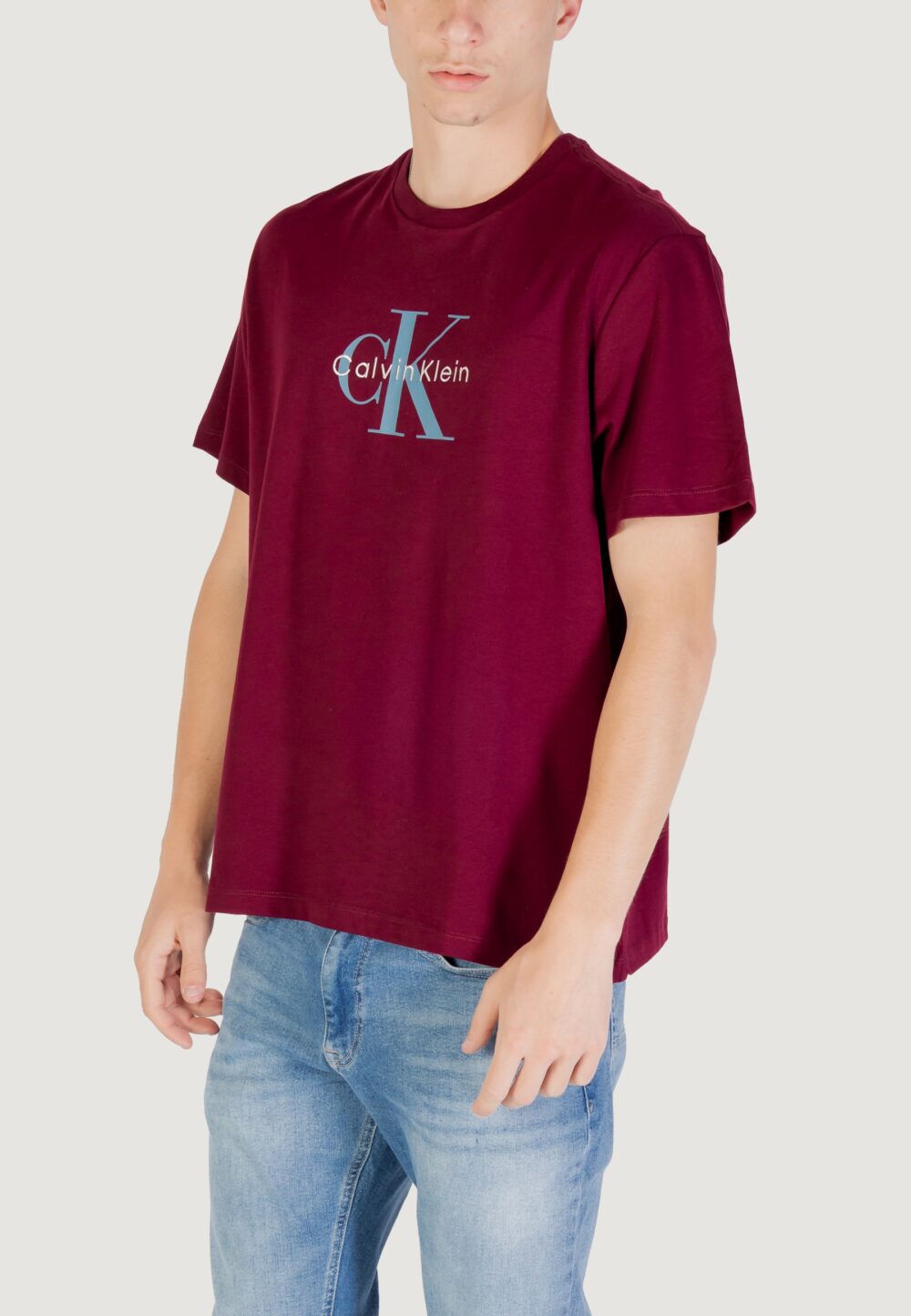 T-shirt Calvin Klein Jeans SS Hero Monologo Tee Bordeaux - Foto 2