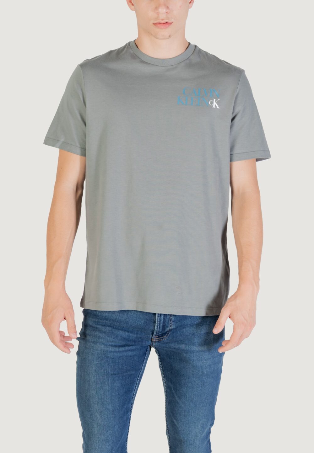 T-shirt Calvin Klein Jeans SS 30S EU CK NY WORD Grigio Scuro - Foto 1