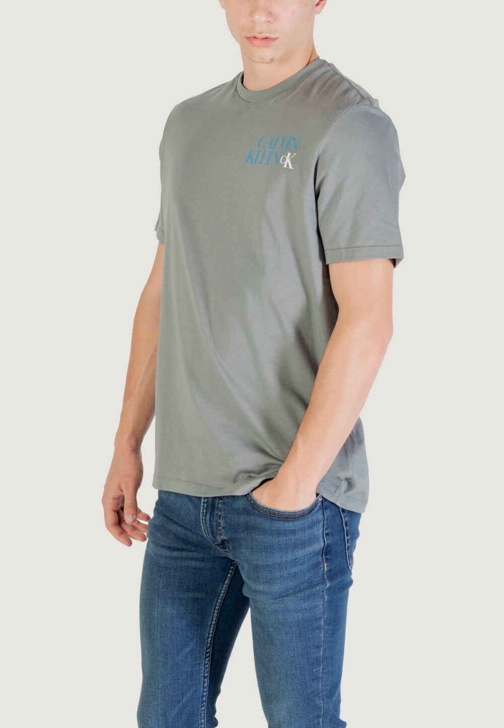 T-shirt Calvin Klein Jeans SS 30S EU CK NY WORD Grigio Scuro - Foto 2