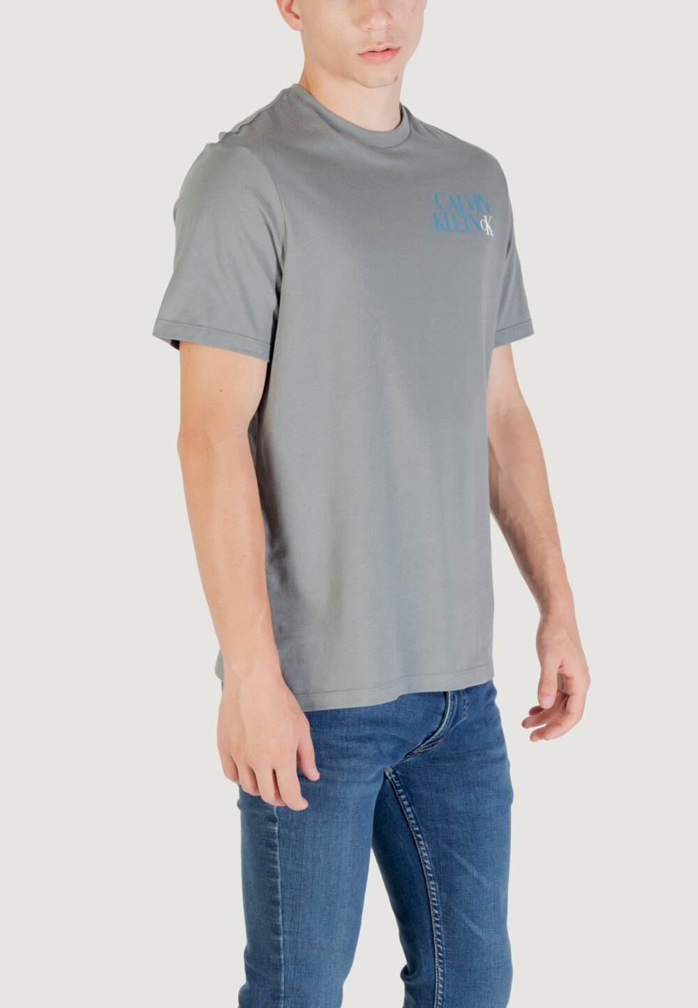 T-shirt Calvin Klein Jeans SS 30S EU CK NY WORD Grigio Scuro - Foto 3