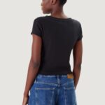 T-shirt Calvin Klein Jeans A- SS WOVEN LABEL RI Nero - Foto 4