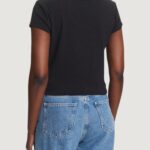 T-shirt Calvin Klein Jeans A- WOVEN LABEL 2X2 R Nero - Foto 4